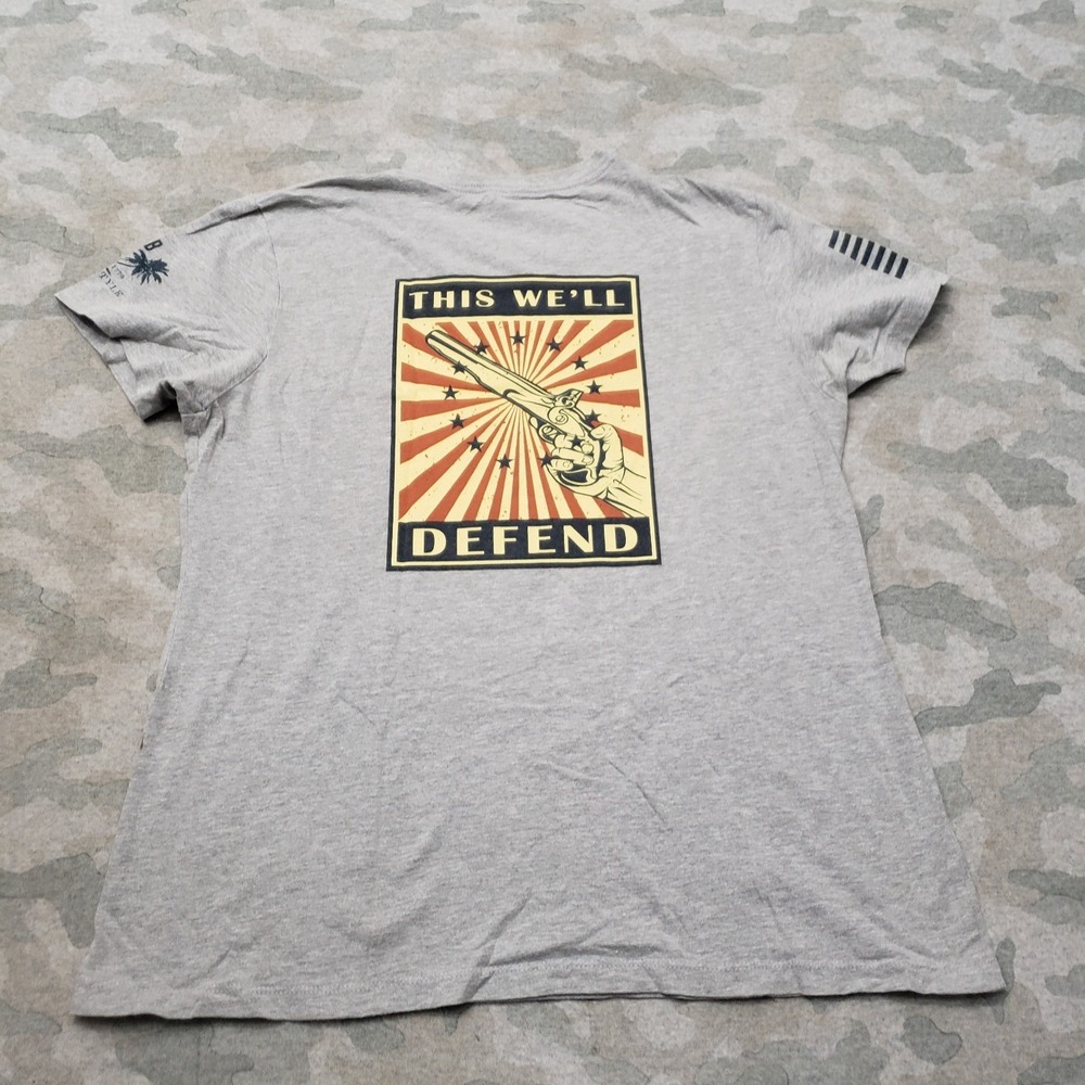 Grunt Style Top Womens 2XL Gray Short Sleeve Patriotic‎ Gun